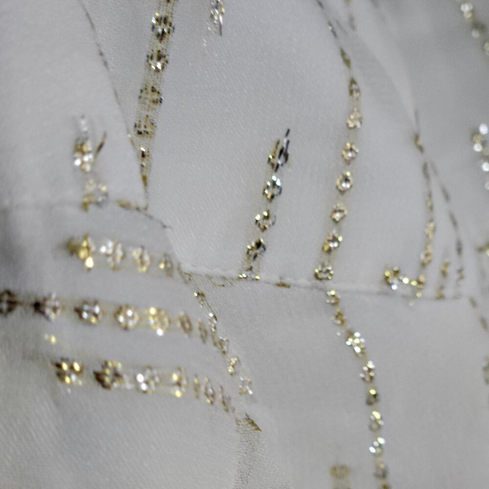 SHORE Coastal Boho Chiffon Maxi Skirt White Metallic Gold sz M | NWT $248 - Picture 3 of 8